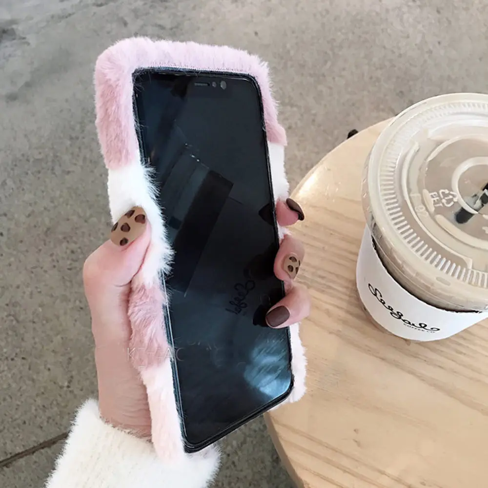 Милый меховой плюшевый чехол LLZ.COQUE с бриллиантами для телефона IPhone 11 Pro XS Max XR X 6 6S