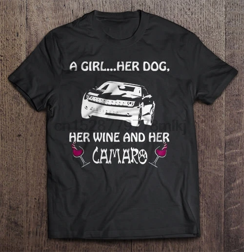 A Girl Her Dog Wine And Camaro Tshirts | Мужская одежда