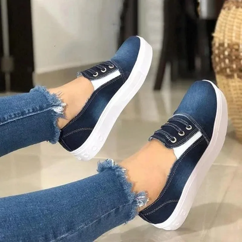 

2019 Autumn new women flats platform shoes shoe woman casual slip on denim student light soft comfortable sapato chaussure