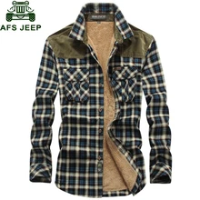 AFS JEEP, брендовая мужская рубашка в клетку,, повседневная, зимняя, толстая, флисовая, мужские рубашки с длинным рукавом, хлопок, Camisa social masculina