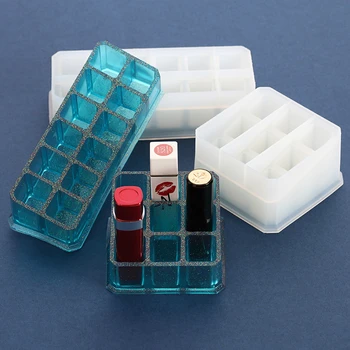 

12 Grid Silicone Makeup Organizer Storage Box Cosmetic Box Lipstick Jewelry Box Case Holder Display Stand Make Up Organizer
