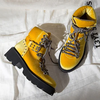 

Handmade fashion winter ankle boots for women 2019 new genuine flannel leather block heel shoes low heel rivet Motorcycle boots