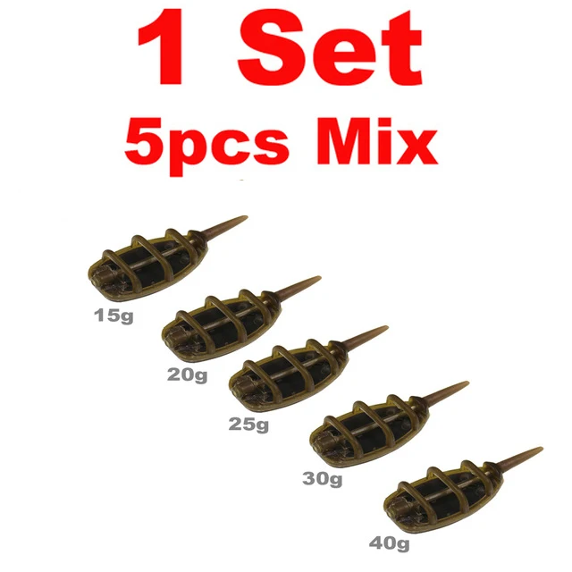 1 set mix 5pcs Wifreo для ловли карпа Встроенный плоский метод Набор для кормления 5 кормушек 15 г 20 г 25 г 30 г 40 г карпинг терминал снасти - Цвет: 1 set mix 5pcs