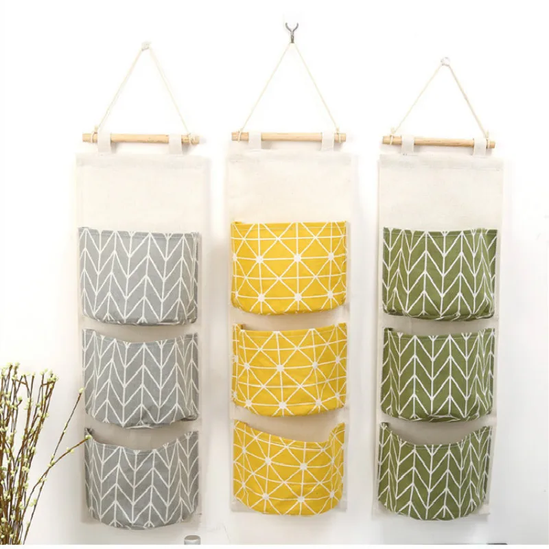 

Aprince Multi-Layer Hanging Organizer Garbage Storage Bag Behind The Door Creative Cotton Linen Waterproof Storage Hanging Bag