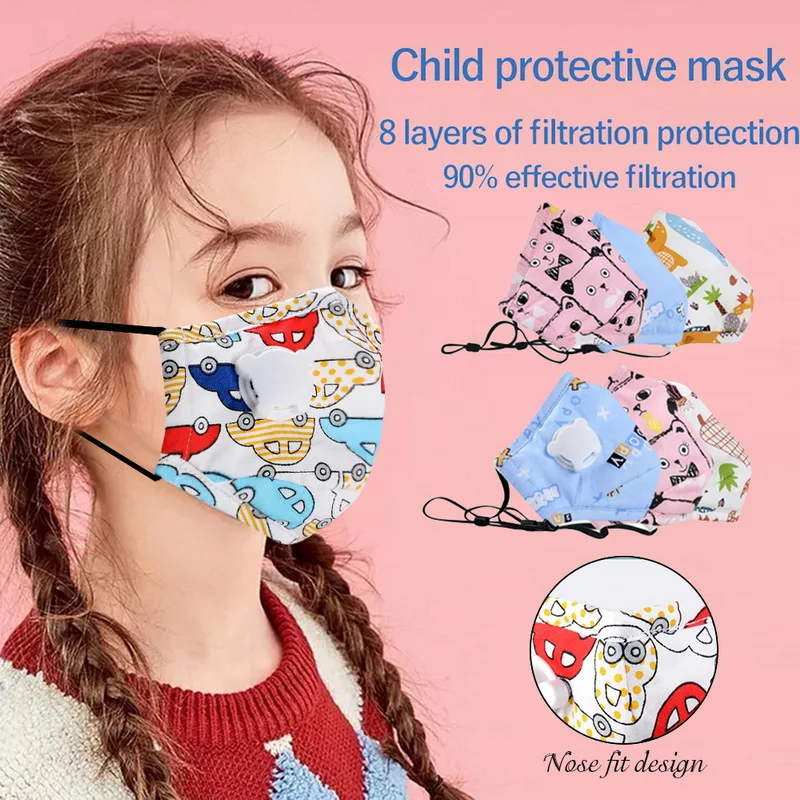 

Mask Valve Kid Children Reusable 5 Layers Mouth Kids Mask Anti-Fog Haze Dust Pm 2.5 Face Mask Breathable Valves 5 Layer Kid Mask