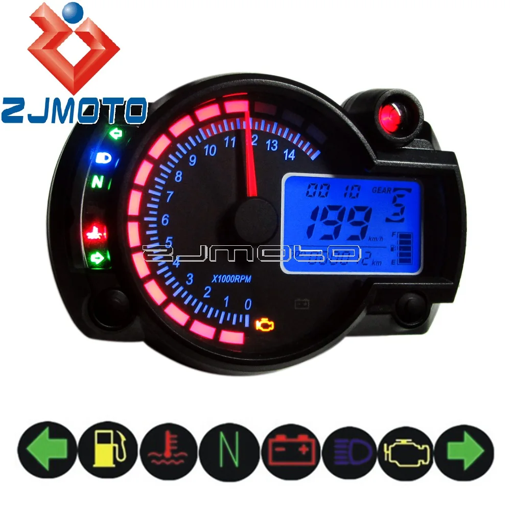 Universal LCD Digit 15000rpm Motorcycle Speedometer Tachometer Gauge Odometer Universal LCD Digit 15000rpm Motorcycle Speedometer Tachometer Gauge Odometer