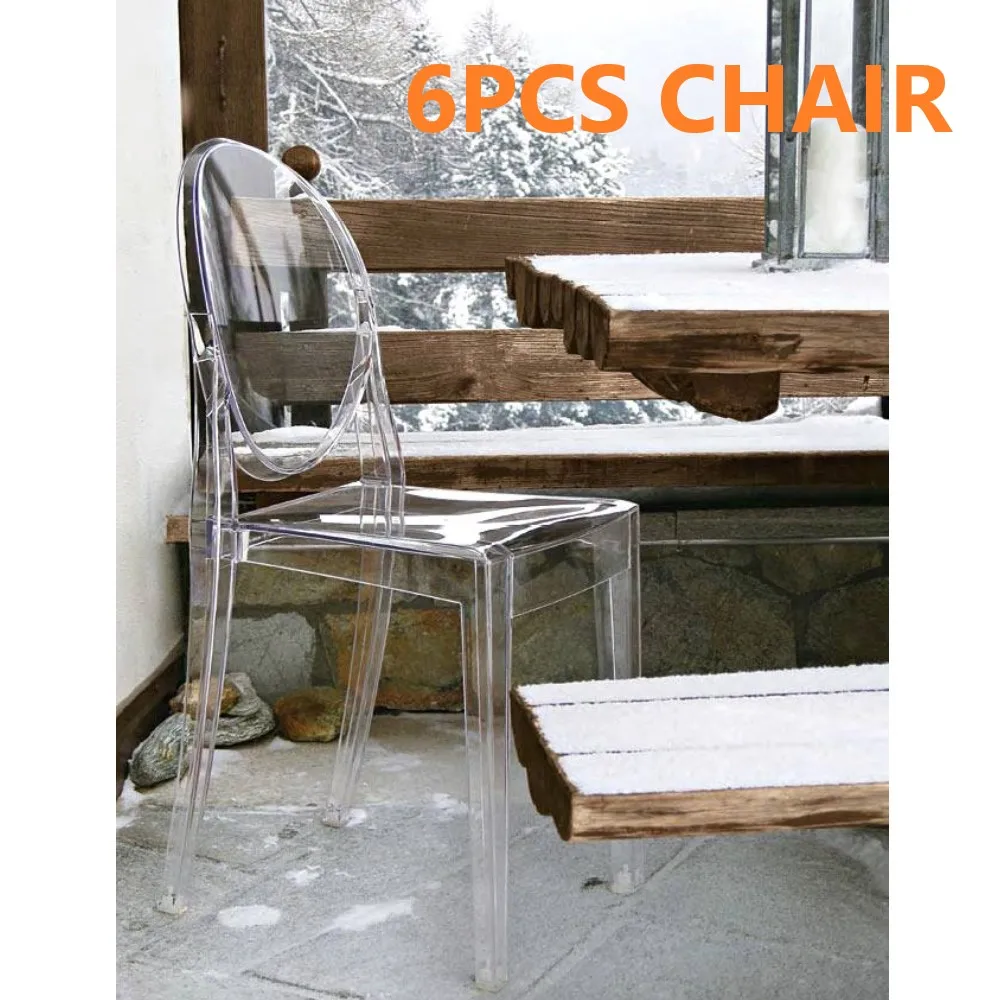 

6Pcs Modern Ceative Vanity Dressing Chair Clear Plastic Dining Chair for Living Room Apartment Mini Ghost Chair Bedroom Chair