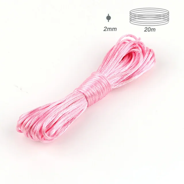 TYRY.HU 80 meter Baby Chewable Necklace Accessories 1.5mm Satin Silk Nylon Cord for Silicone Teething Pacifier Chain DIY Tools 20m pink 2mm