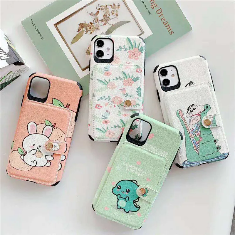 Coque For iPhone SE 2020 Case Cute Cartoon Dinosaur Unicorn Floral Card Holder Phone Cover for iPhone 11 Pro Max X XS XR 7 8plus Coque For iPhone SE 2020 Case Cute Cartoon Dinosaur Unicorn Floral Card Holder Phone Cover for iPhone 11 Pro Max X XS XR 7 8plus
