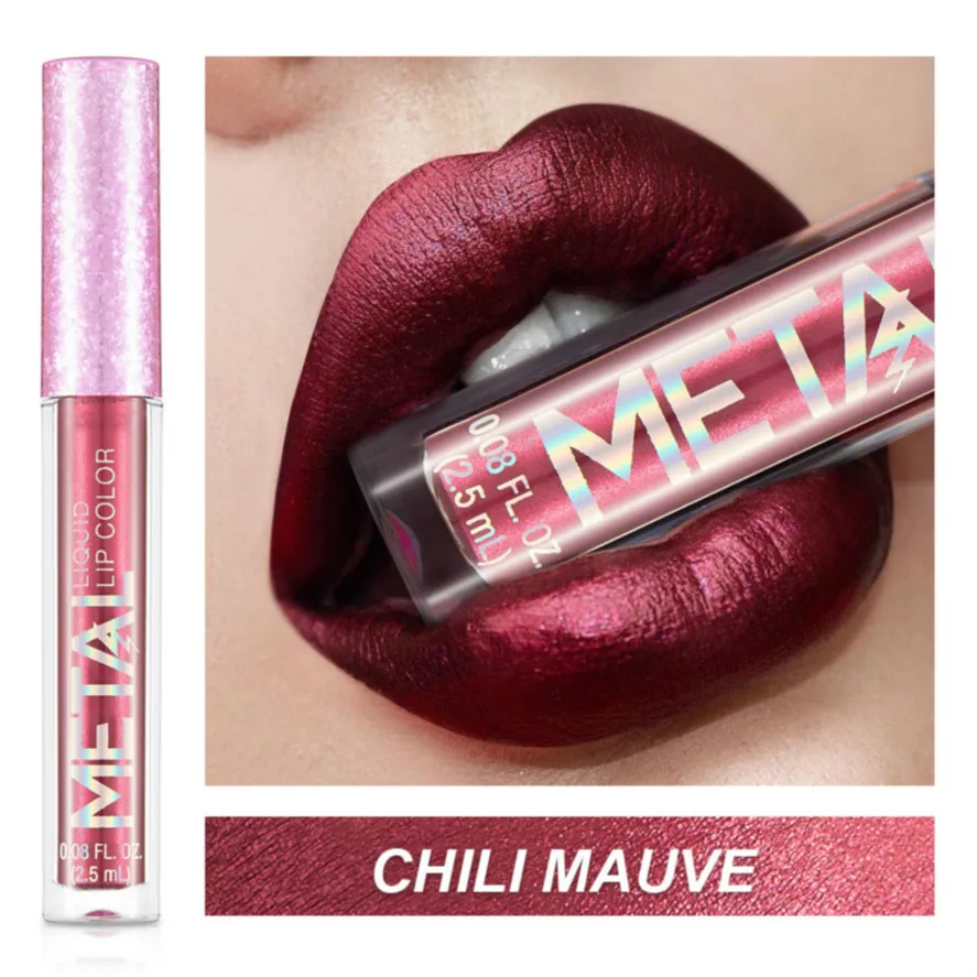CHILI MAUVE водонепроницаемый матовый металлический Жидкий блеск для губ Губная