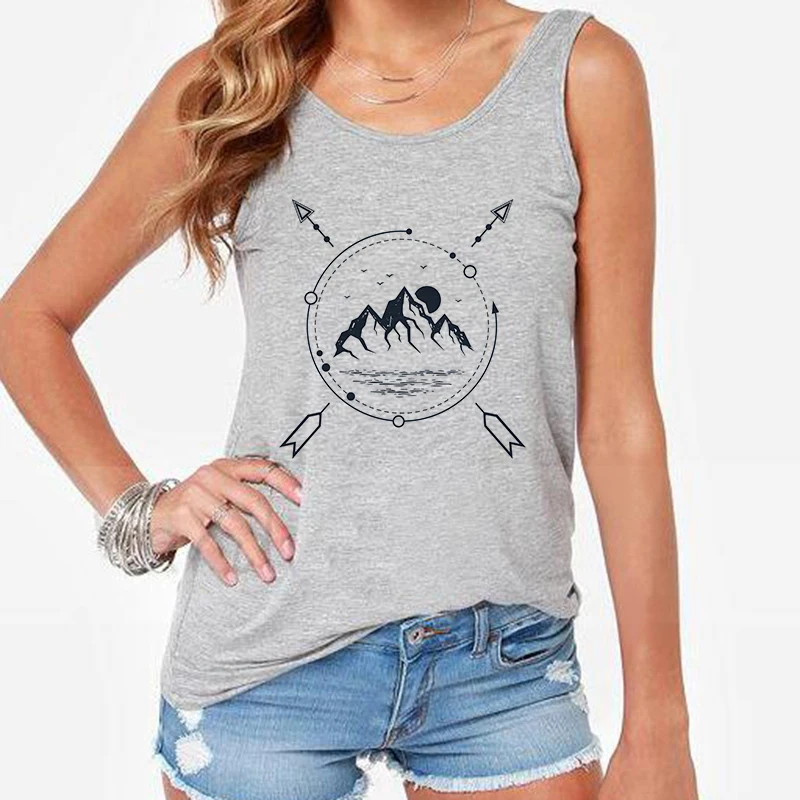 Camisole, женские майки, Vogue Belief Of The Universe, топы с принтом, футболка, Женская Повседневная, Harajuku, свободная, с круглым вырезом, жилет размера плюс