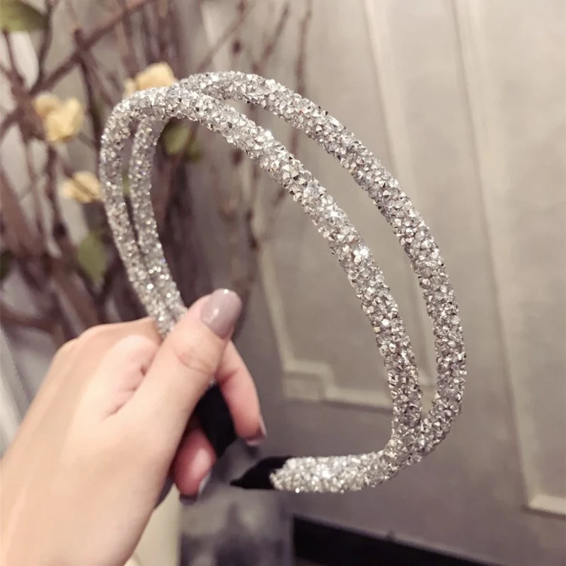 Fashion new full diamond super flash double root fine crystal headband headdress woman girl Korean hair accessories