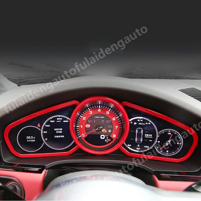 3 шт. для Porsche Cayenne Матовый ABS углеродное волокно красный Интерьер Передняя панель декоративная рамка, обшивка, Накладка для стайлинга автомобилей