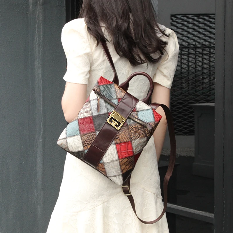 Женский рюкзак из натуральной кожи винтажные сумки на плечо для путешествий