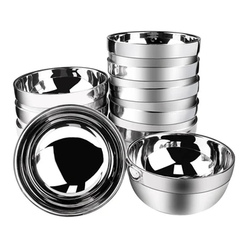 

Stainless Steel Bowl,Stainless Steel Mixing Bowls 10 Pack Double Walled Insulated Metal Snack Nesting Bowl Set,4.7 inch