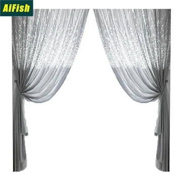 

Simple Nordic Grey Branch Hollow Embroidered Window Screening High-end Screen Curtain Window Screening Living Room Balcony TM099