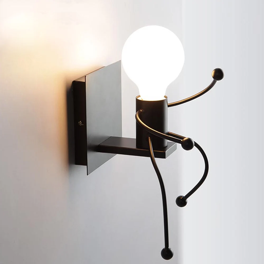 Noridc Stlye современная металлическая в форме робота комнатная настенная лампа креативная прикроватная лампа для спальни настенный светильник для коридора(без лампы