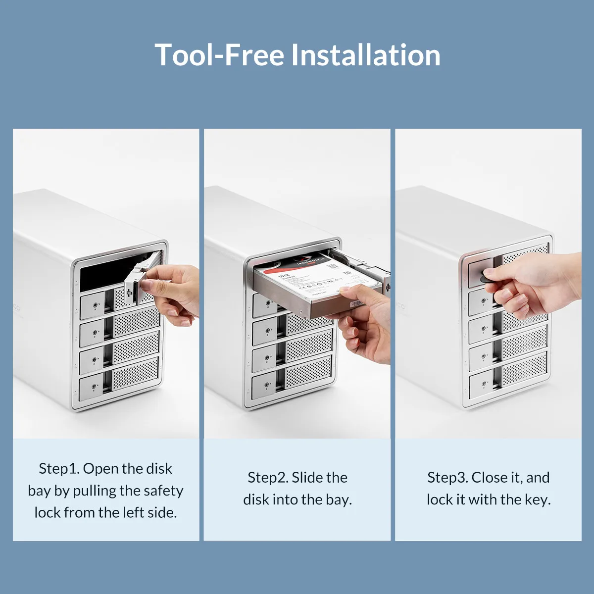 Док-станция ORICO 4 Bay 3,5 ''USB3.0 HDD с поддержкой Raid 64 ТБ UASP с 150W внутренним адаптером питания алюминиевый SATA для USB