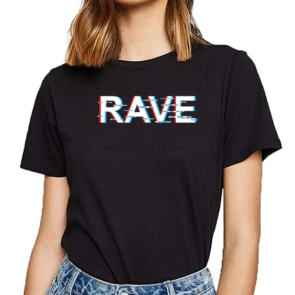 Женский короткий топ с надписями rave glitch Kawaii |