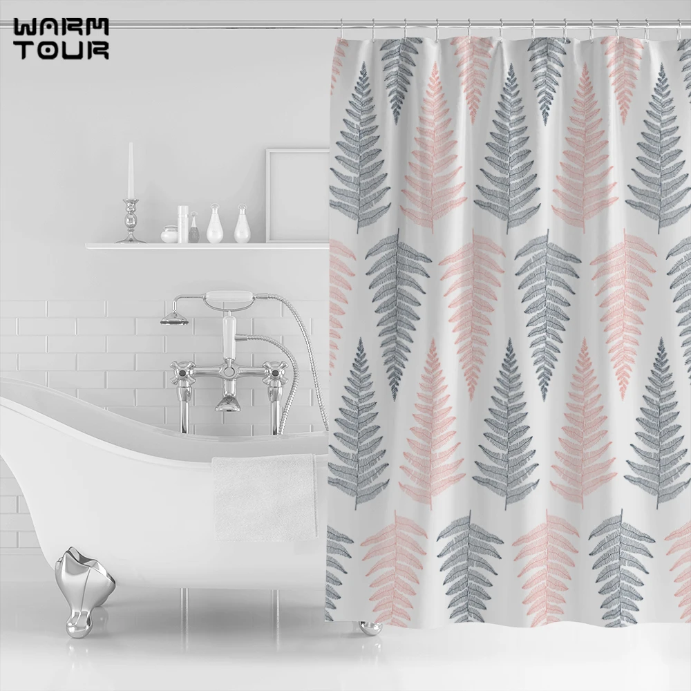 

Leaves Shower Curtain Plant Bathroom Curtain Waterproof Washable Bath Curtain Customized