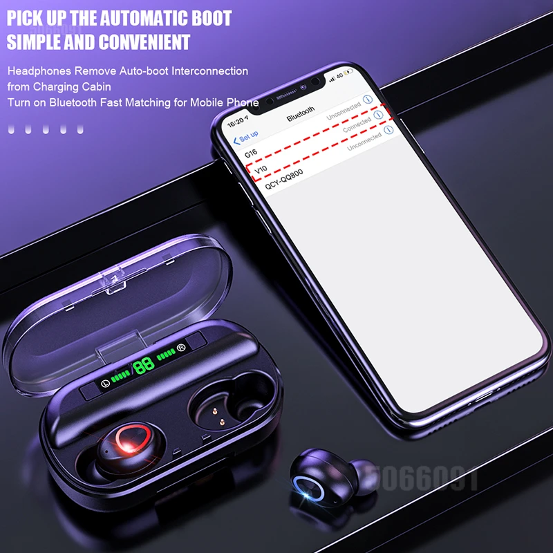 TWS Bluetooth наушники с микрофоном светодиодный дисплей беспроводные