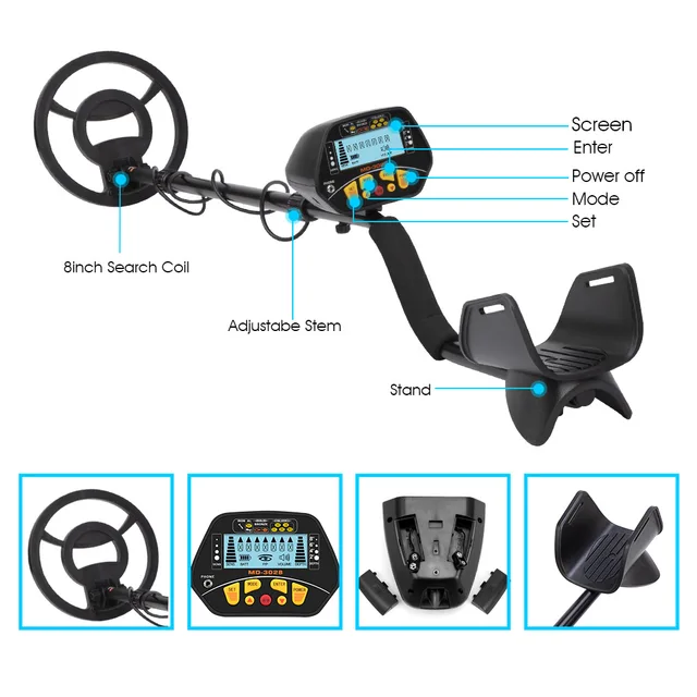 High Sensitivity Metal Detector MD-3028 Metal Detecting Pinpoint Waterproof Search Coil Ferrous and Non-Ferrous Distinguish 4