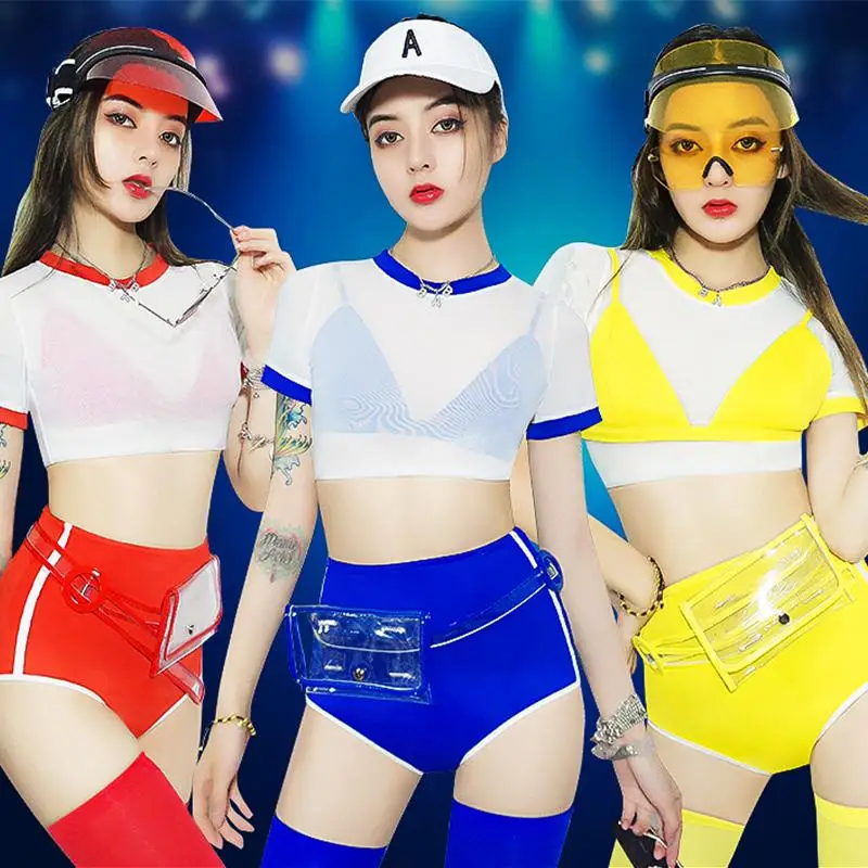 

Short Sleeve Sexy Outfit Female Night Club Evening Party Pole Dancing Costume Jazz Dance Costumes Women Singer Stage Wear