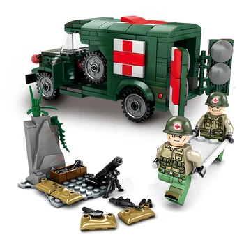 

262Pcs City Soldier Military Ambulance Building Blocks Vehicle Toy Emergency Car Bricks Kits DIY Kids Educational Toys