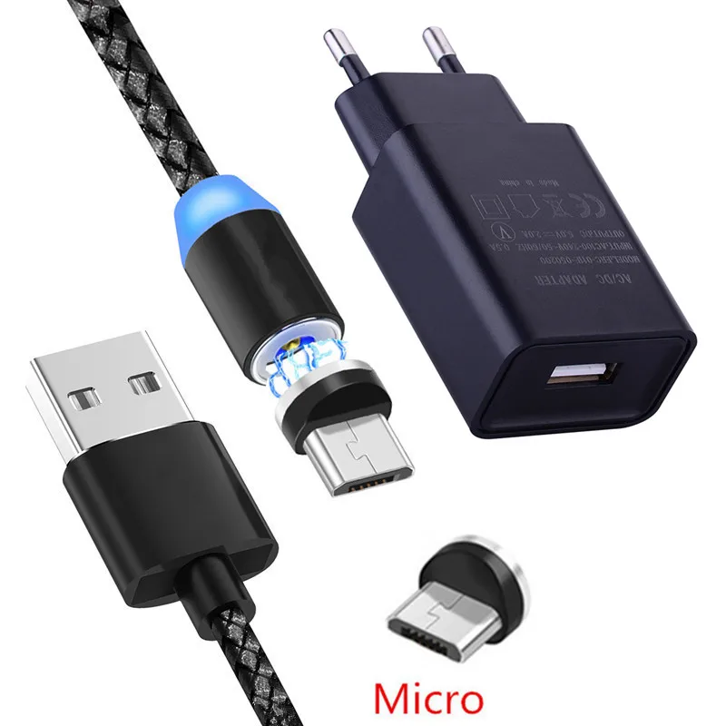 Магнитный кабель Micro usb для Huawei P Smart honor 7C 8X 9s Redmi 5 7A Oppo зарядное устройство USB в 2 а