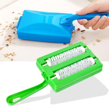 

Portable Brush Carpet Cleaner Crumb Sweeper Dirt Cleaning Tool Double Roller Cleaner Collector Roller Dusting Cleaning Brush