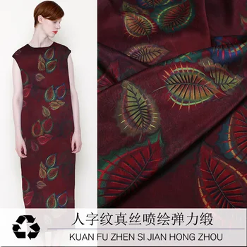 

Spring&summer New 19momme 108cm Wide 93%silk 7%spandex Charmeuse Fabric for Dress Brand Printed Cloth Free Shipping Diy Sewing