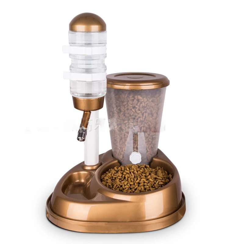 Dual-use Pet Cat Dog Automatic Feeder with  Water Fountain Large Capacity Food Bowls and Water Bottle Dispenser for Dog Cat