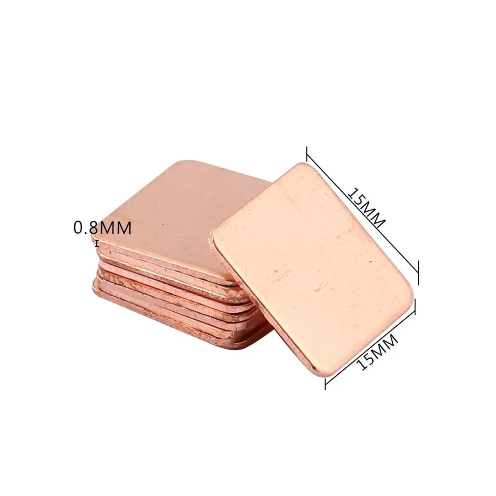 10 Pure Copper Brass Heatsink Shim Thermal Pad Barrier for Laptop Graphics Card 15x15mm Fast Thermal Dissipation
