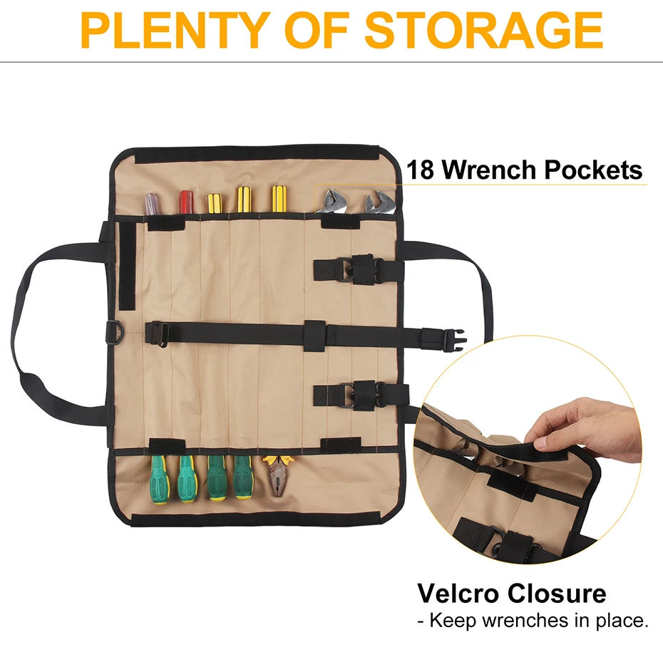 WESSLECO Travel Hanging Car Tool Storage Organizer Bags Roll Up Tool Bag With Shoulder Strap Car Accessories Trunk Auto Stowing garden tool bag