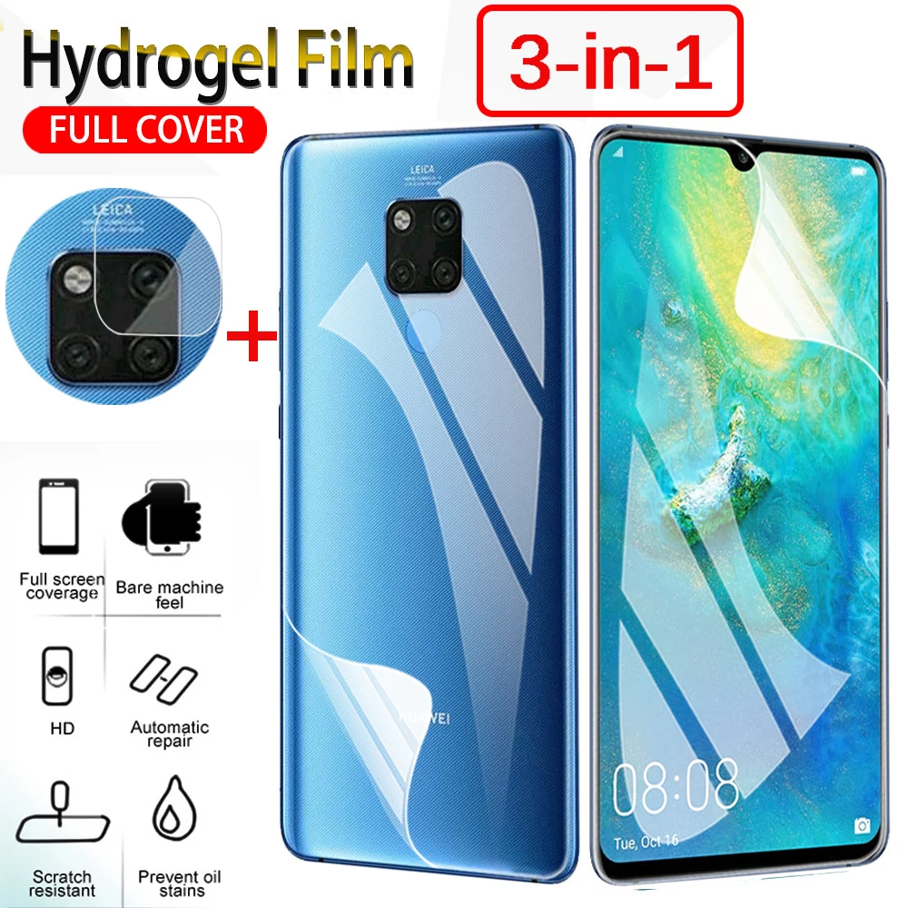 3-в-1 Гидрогелевая пленка для защиты экрана и задней пленки телефона Huawei Mate 20 Lite mate