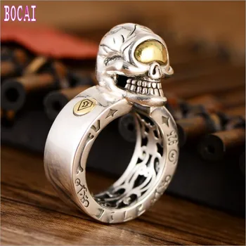 

New s925 sterling silver jewelry retro domineering trendy men hoe inner hollow ring men's fashion silver ring