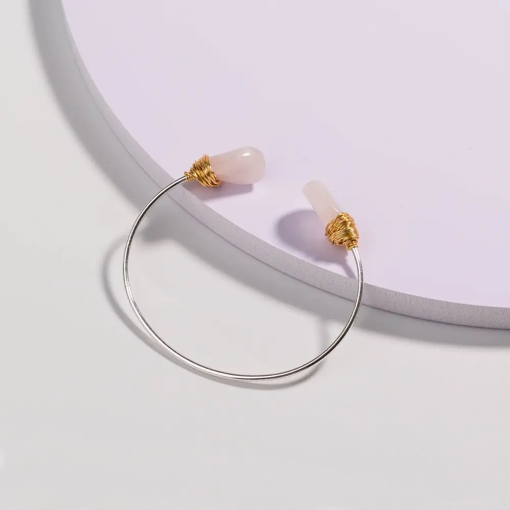 Light pink Модный очаровательный серебряный с натуральным камнем браслет и браслеты регулируемое отверстие браслет для женщин браслет с надписью - Окраска металла: Light pink