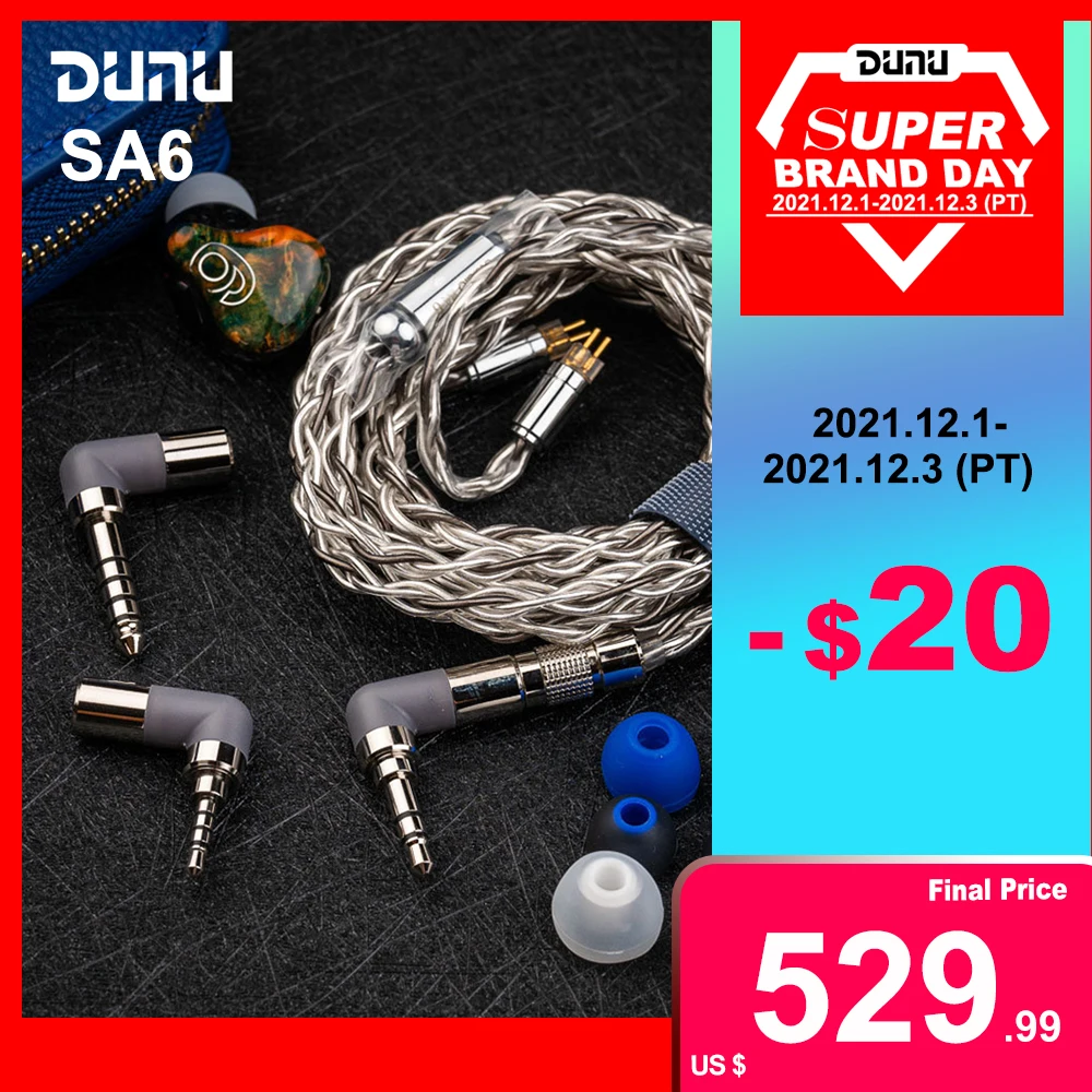 DUNU Studio SA6 In-ear Earphone IEM 6BA Sonion Knowles Balanced Armature Headset Earbuds with 2Pin 0.78mm Furukawa OCC Cable | Электроника