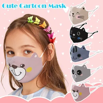 

5pc Kids Masks Children Girls Boys Reusable Cute Cartoon Mask Respirator Cover Reuseable Mouth Cover Washable Mouth Mask Cloth