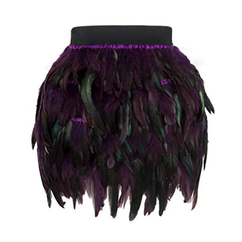 Feather Skirt Модная мини-юбка с искусственным пером Женская эластичная талия градиентные цветные юбки с бахромой осень-зима облегающая короткая юбка Rokjes Dames - Цвет: Feather Skirt