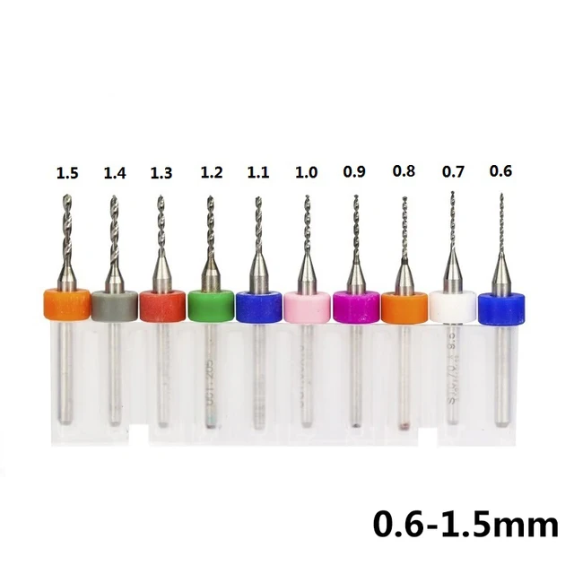 Free Shipping 10pcs 0.6mm-1.5mm Import Carbide PCB Drill Bits Print Circuit Board Mini CNC Drilling Bit Set 0.6-1.5 Set