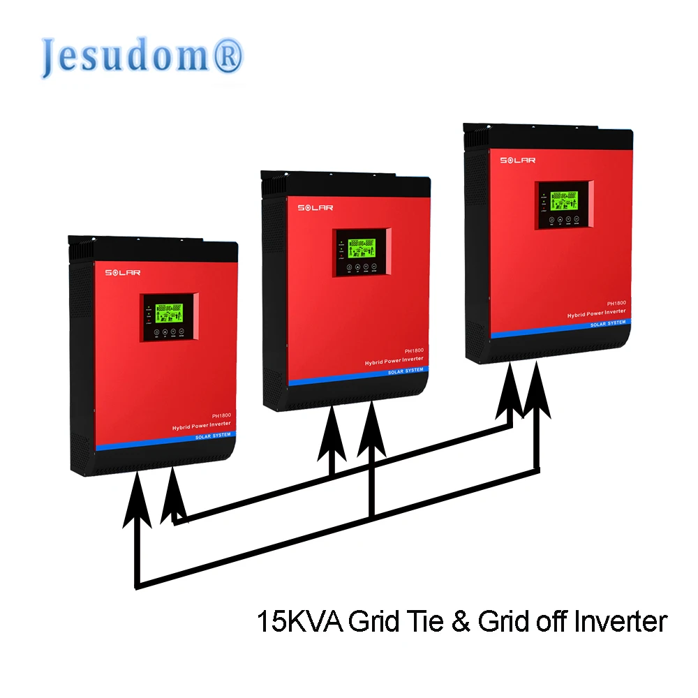 

15KVA Solar On-grid & off g-grid Inverter Built-in 3*48V80A MPPT Solar Charger 220VAC Output Pure Sine Wave Inverter