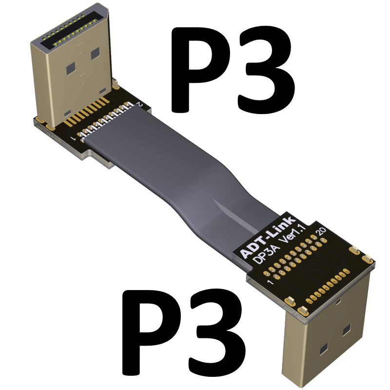 Кабель переходник DisplayPort Male плоский кабель DP 2K 4K 8K 60 Гц с углом вверх/вниз FPC