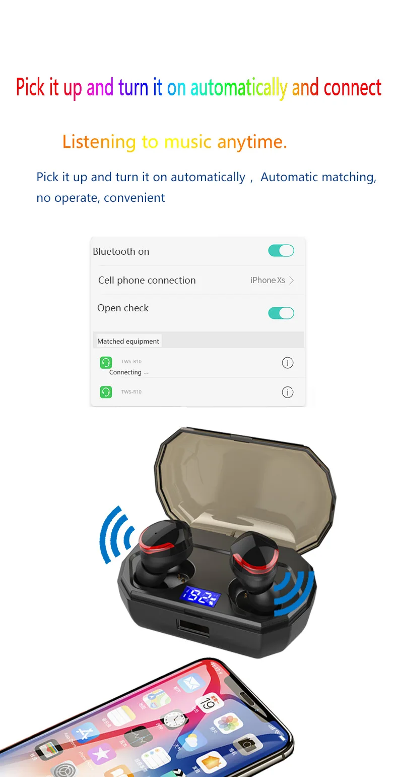 Xiaomi IPX7 водонепроницаемый Bluetooth наушники 5,0 отпечатков пальцев сенсорные беспроводные наушники с 2000 мАч зарядный чехол Прямая поставка