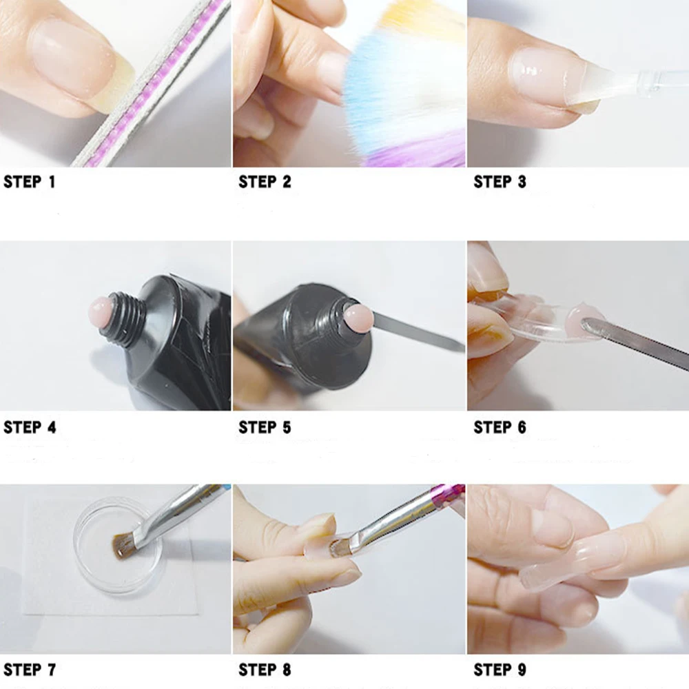 15ml Nail Builder 10 Color Poly Nail Gel Nail Acrylic Gel Crystal UV LED Builder Tips Enhancement Slip Solution Quick Extension