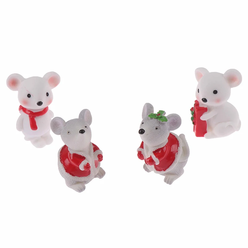 1PCS New Year Christmas Snow Rat Little Mouse Gift Children Toy Decoration Small Statue Figurine Ornament Miniatures