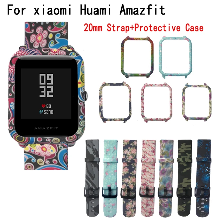 Подходит для Amazfit Φ 20 мм ремешки часов + защитный чехол ПК Чехол Huami Bip аксессуары 2