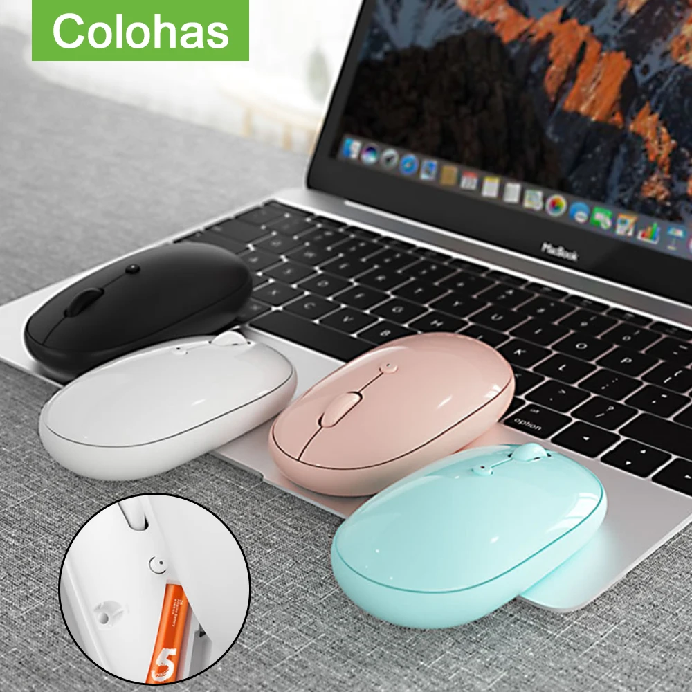 Цветная миниатюрная перезаряжаемая Bluetooth мышь тихая игровая Ricaricabile для Macbook Lenovo