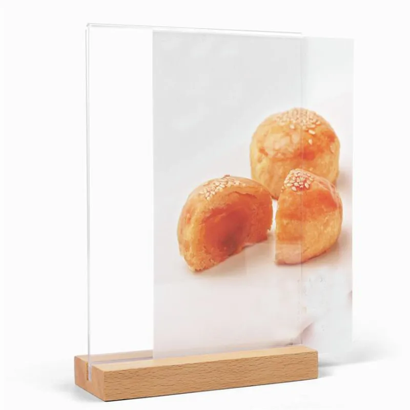 Home Cafe Bar Sign Holders Organizer Creative Vertical And Horizontal Wooden Base Display Stand Desktop Sign Holder