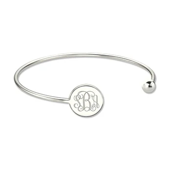 

AILIN 925 Sterling Silver Custom Engrave Monogram Letter Bracelet For Women Men Adjustable Bangle Personalized Jewelry Gifts